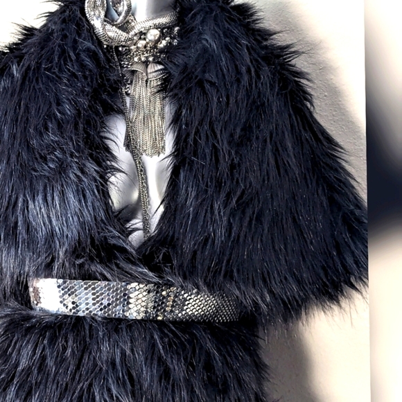 "Marc Bouwer" Vegan Fur Fuzzy Soft "Mob Wife" Classic Glam Chic Jacket - Picture 9 of 11